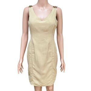 Dana Buchman 100% silk tan sheath dress size 2